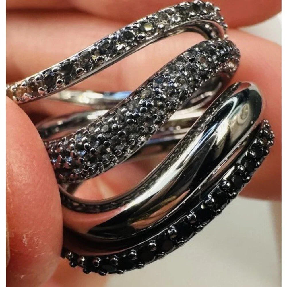 Bomb Party RBP6759 Infinitely Mine Luxe Bands Ring Size 6 Hematite CZ